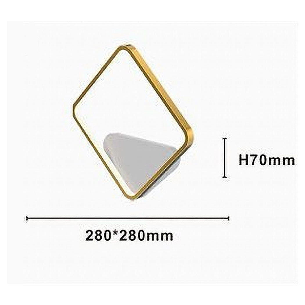 Trade Shop - Applique Da Parete Led 12w Quadrato Oro Lampada Moderno Minimal Luce 4000k 71279         