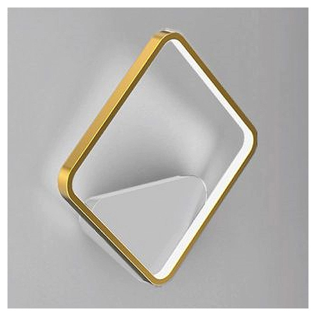Trade Shop - Applique Da Parete Led 12w Quadrato Oro Lampada Moderno Minimal Luce 6500k 71286         