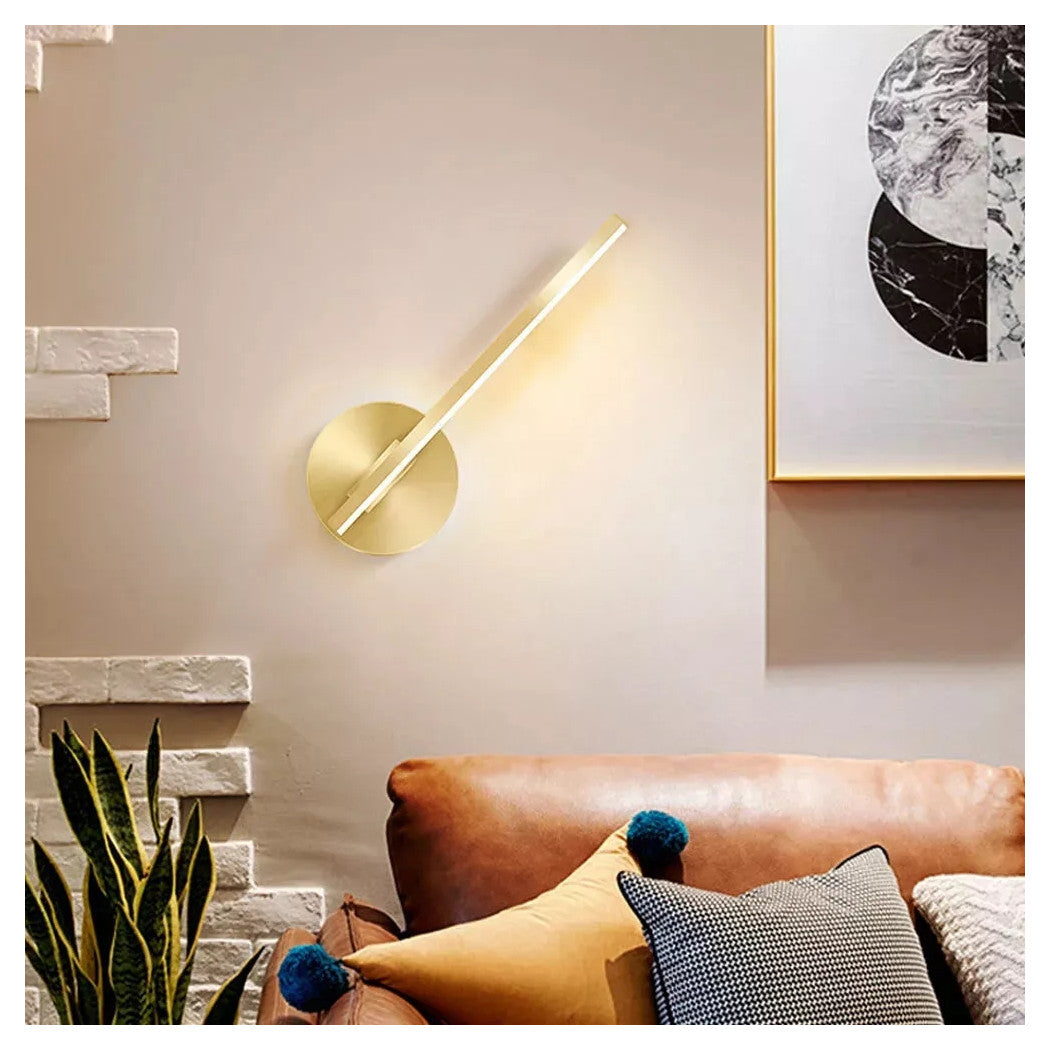 Trade Shop - Applique Da Parete Led 13 W Lineare Orientabile Oro Lampada Luce Naturale 50384         