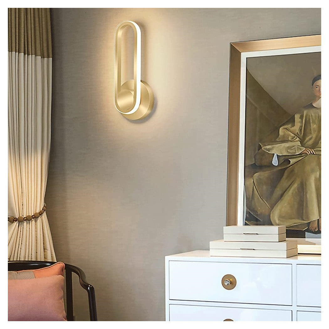 Trade Shop - Applique Da Parete Led 13 W Ovale Verticale Orientabile Oro Luce Naturale 50346         