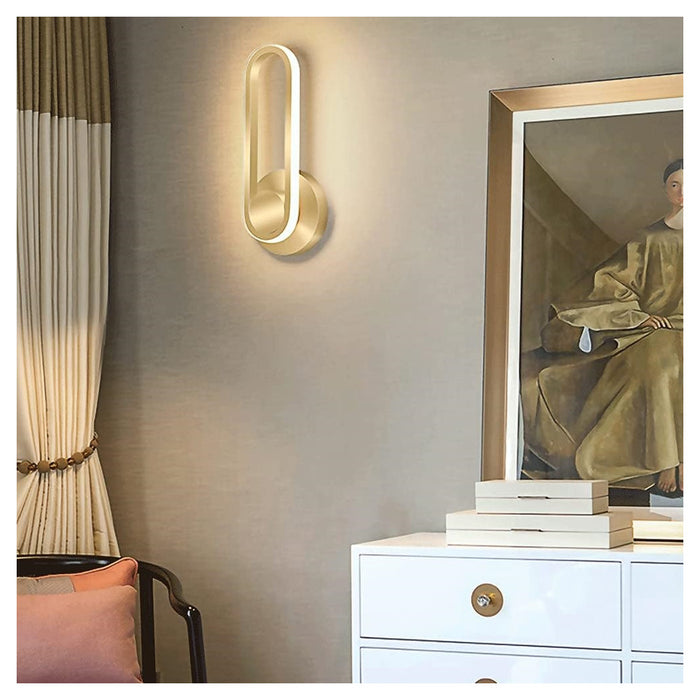 Trade Shop - Applique Da Parete Led 13 W Ovale Verticale Orientabile Oro Luce Naturale 50346         