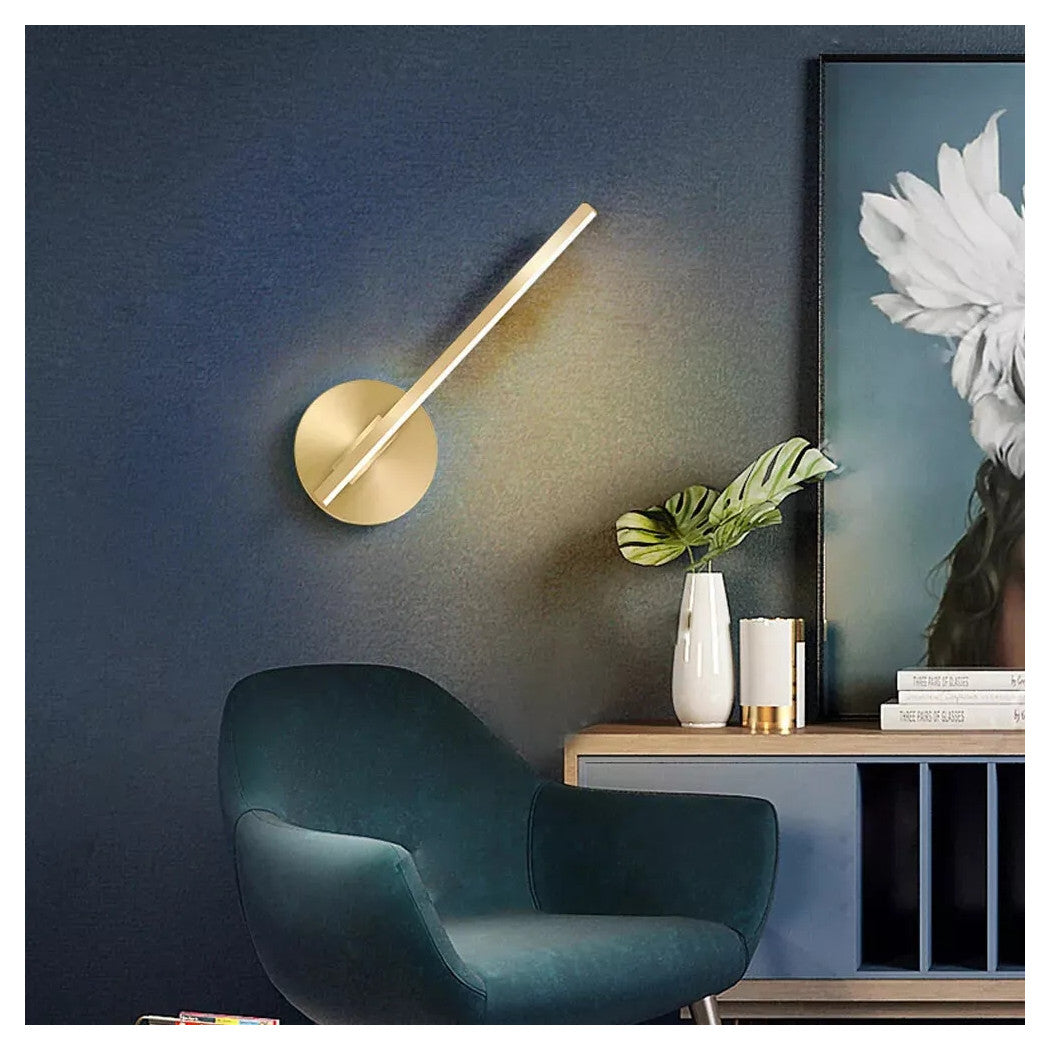 Trade Shop - Applique Da Parete Led 13 Watt Lineare Orientabile Oro Lampada Luce Fredda 50391         