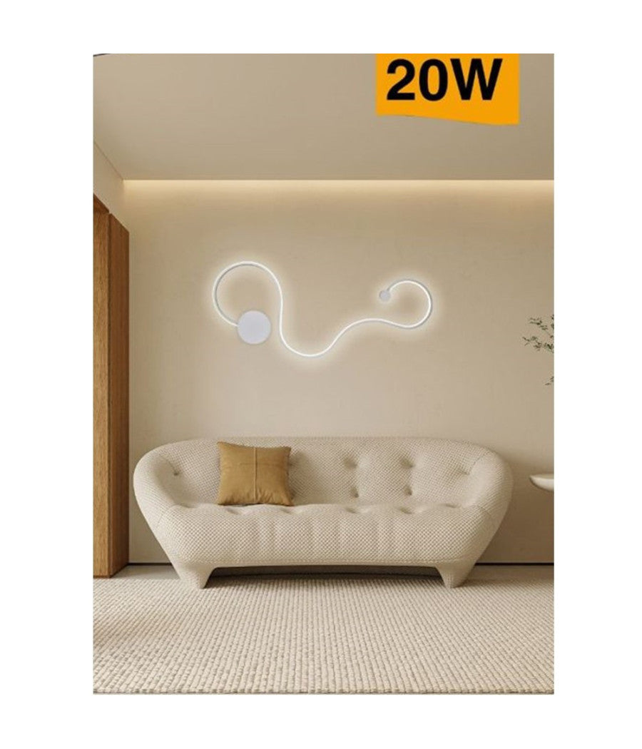 Applique Da Parete Led 20watt Ondulato Moderno Lampada 3 Modalità  Di Luce E12-3c         