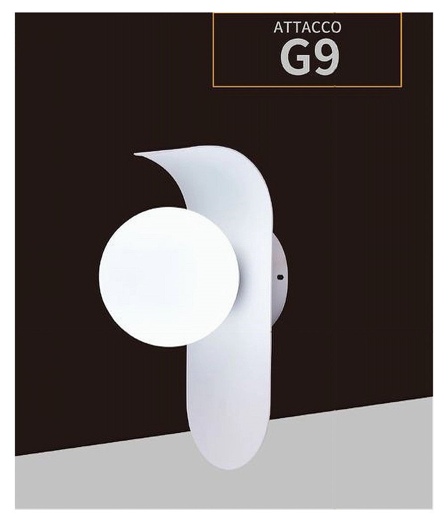 Applique Da Parete Moderno Lampada Decorativa In Metallo Con Sfera Vetro G9 Aq46         