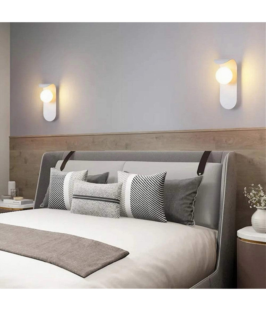 Applique Da Parete Moderno Lampada Decorativa In Metallo Con Sfera Vetro G9 Aq46         