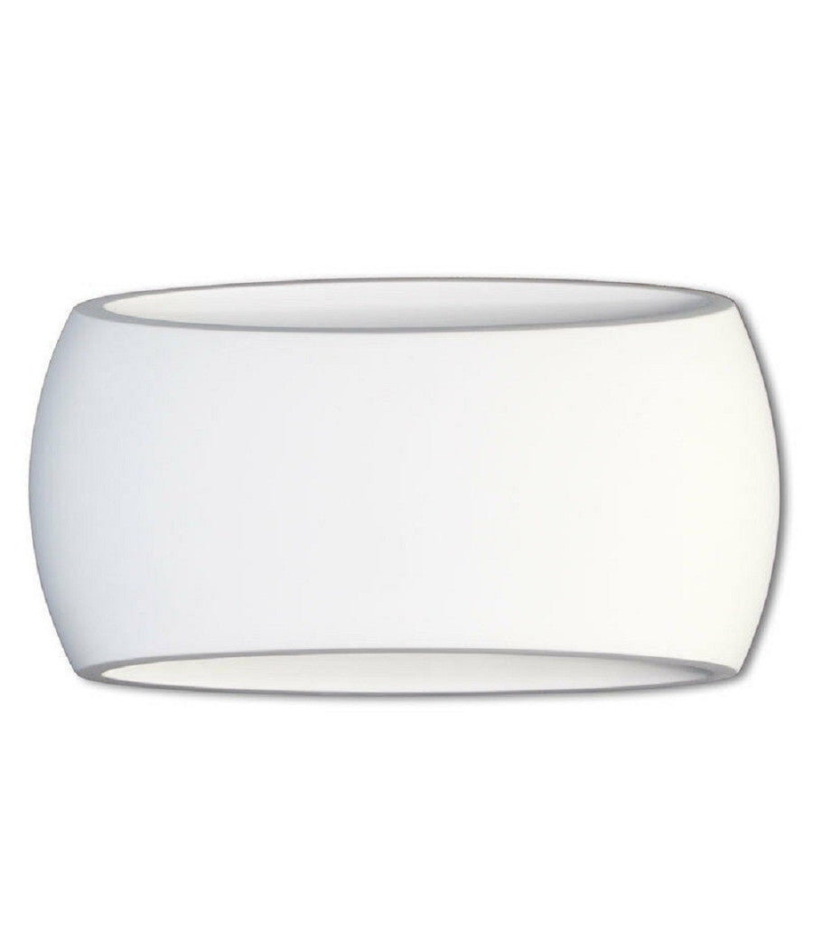 Applique Da Parete Ovale In Gesso Verniciabile Doppia Emissione Luminosa R7s E08         