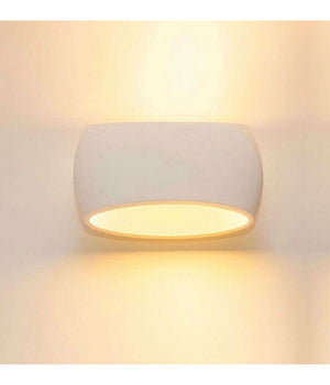 Applique Da Parete Ovale In Gesso Verniciabile Doppia Emissione Luminosa R7s E08         