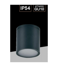 Trade Shop - Applique Da Soffitto A Cilindro Esterno Moderno Lampada Plafoniera Gu10 Ip54 H94 - Nero