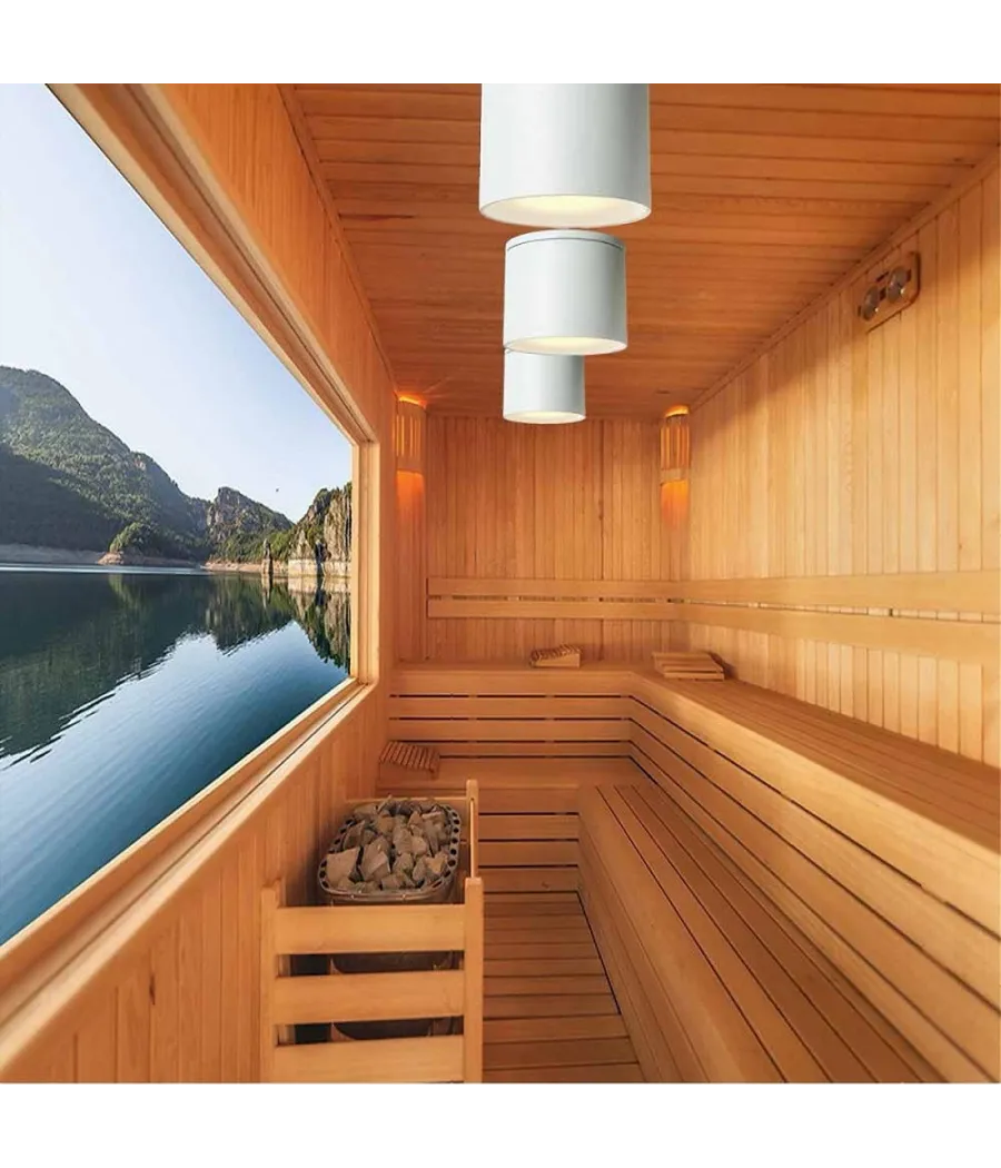 Trade Shop - Applique Da Soffitto A Cilindro Esterno Moderno Lampada Plafoniera Gu10 Ip54 H94 - Bianco