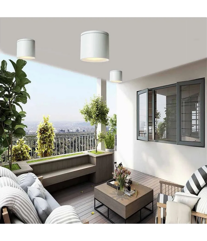 Trade Shop - Applique Da Soffitto A Cilindro Esterno Moderno Lampada Plafoniera Gu10 Ip54 H94 - Bianco