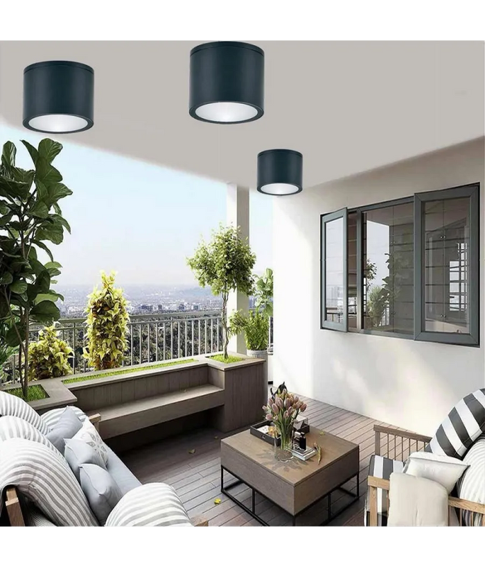 Trade Shop - Applique Da Soffitto A Cilindro Esterno Moderno Lampada Plafoniera Gu10 Ip54 H94 - Nero