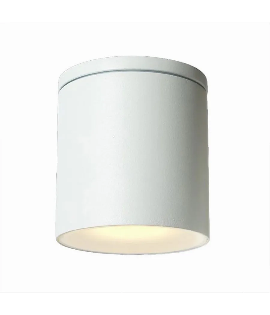 Trade Shop - Applique Da Soffitto A Cilindro Esterno Moderno Lampada Plafoniera Gu10 Ip54 H94 - Bianco