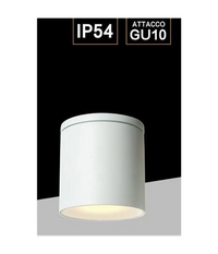 Trade Shop - Applique Da Soffitto A Cilindro Esterno Moderno Lampada Plafoniera Gu10 Ip54 H94 - Bianco