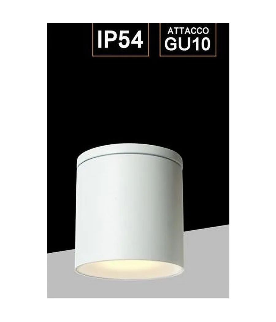 Trade Shop - Applique Da Soffitto A Cilindro Esterno Moderno Lampada Plafoniera Gu10 Ip54 H94 - Bianco