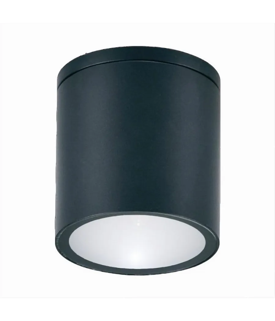 Trade Shop - Applique Da Soffitto A Cilindro Esterno Moderno Lampada Plafoniera Gu10 Ip54 H94 - Nero