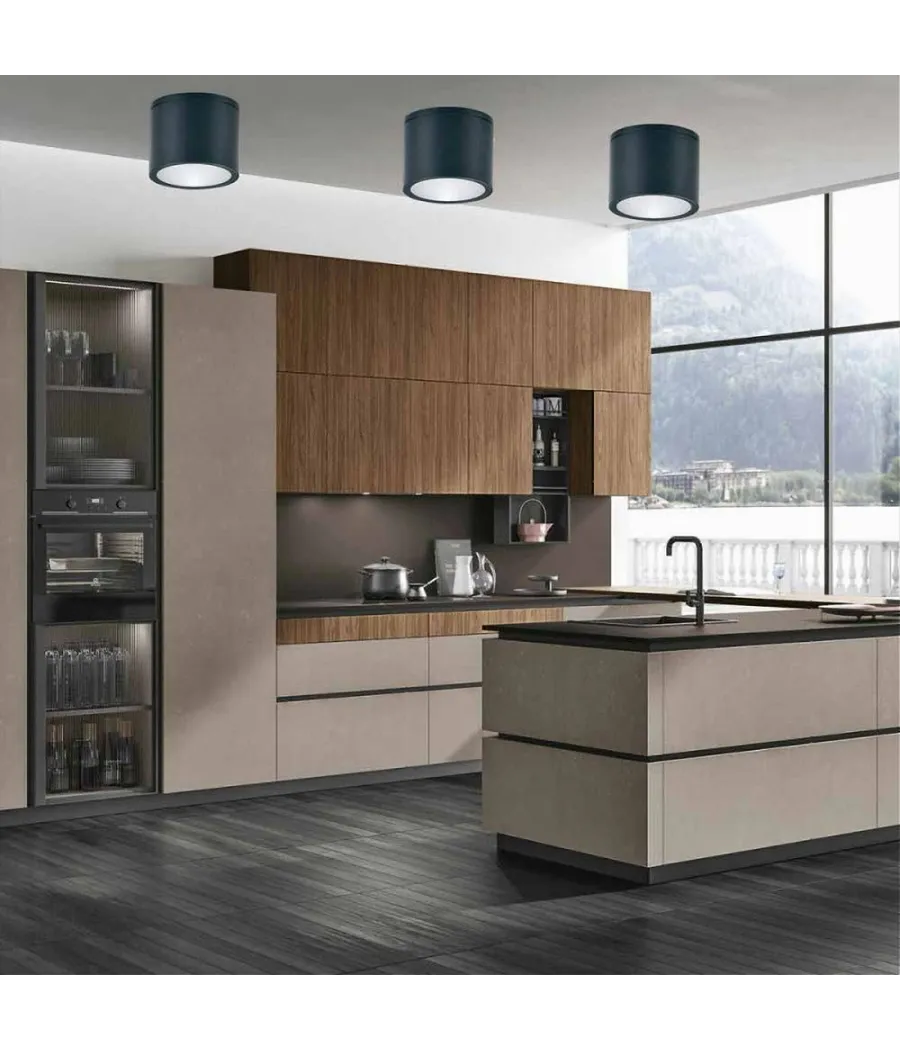 Trade Shop - Applique Da Soffitto A Cilindro Esterno Moderno Lampada Plafoniera Gu10 Ip54 H94 - Nero