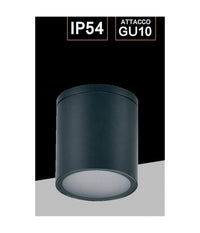 Applique Da Soffitto A Cilindro Esterno Moderno Lampada Plafoniera Gu10 Ip54 H94         