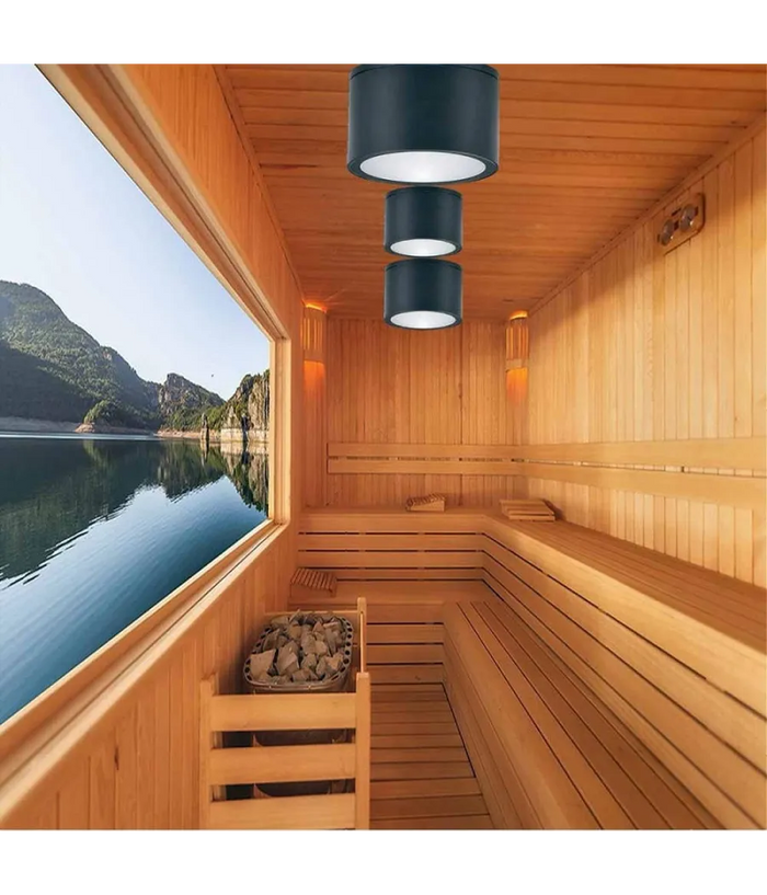 Trade Shop - Applique Da Soffitto A Cilindro Esterno Moderno Lampada Plafoniera Gu10 Ip54 H94 - Nero