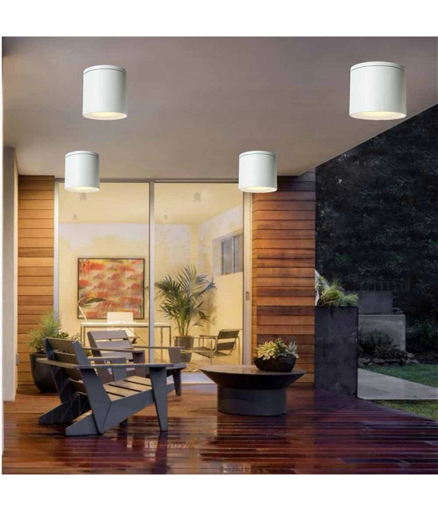 Applique Da Soffitto A Cilindro Esterno Moderno Lampada Plafoniera Gu10 Ip54 H94         