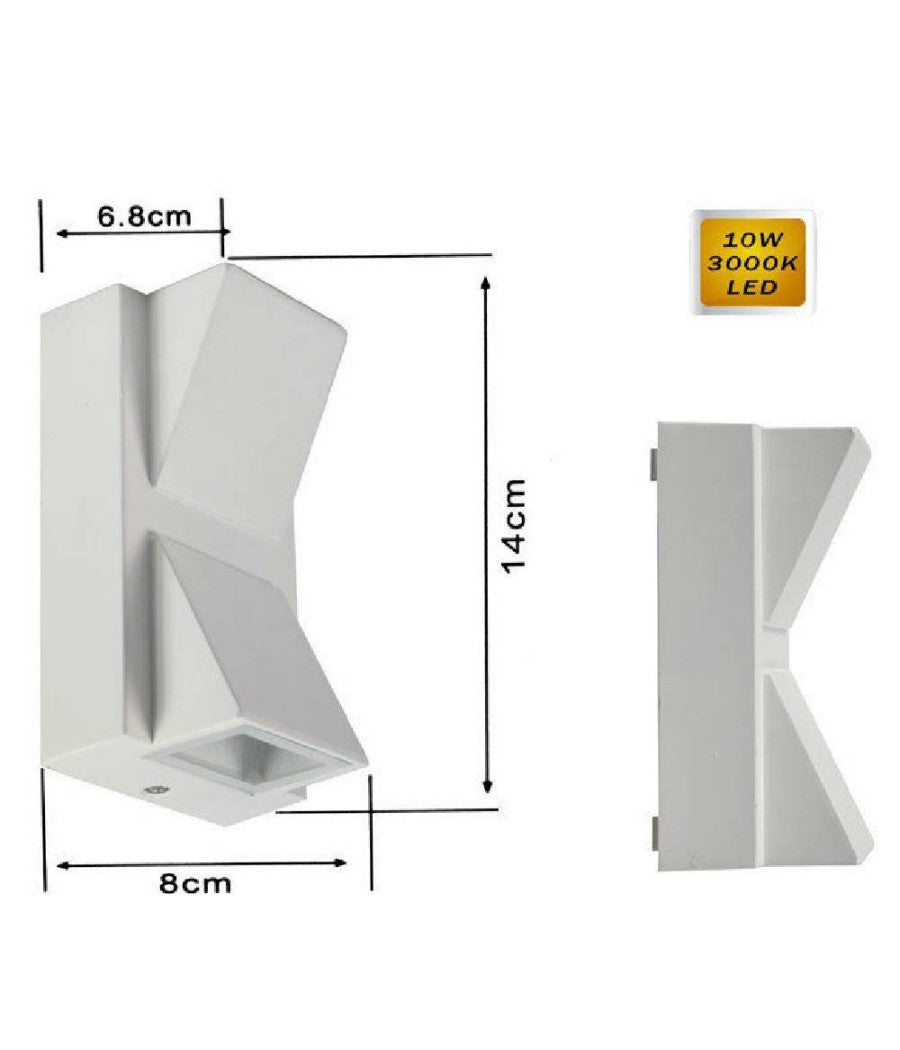 Applique Doppia Emissione 10 W Per Esterno Luce Fredda Calda Ip65 Es04 Bianca         