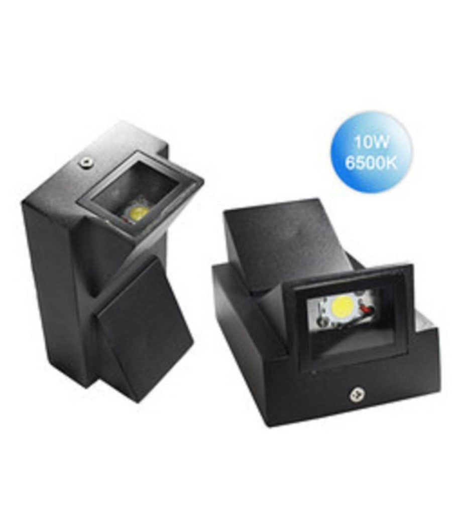 Applique Doppia Emissione 10 Watt Nero Per Esterno Luce Fredda Calda Ip65 Es04         