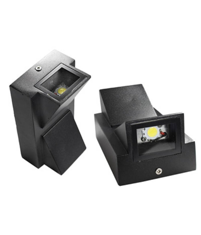 Applique Doppia Emissione 10 Watt Nero Per Esterno Luce Fredda Calda Ip65 Es04         