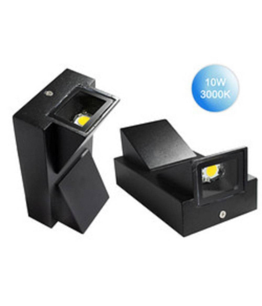 Applique Doppia Emissione 10 Watt Nero Per Esterno Luce Fredda Calda Ip65 Es04         