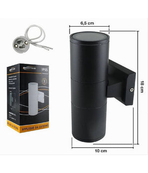 Applique Doppia Emissione A Parete Giardino Esterno Ip55 Portalampada Gu10 Es01         