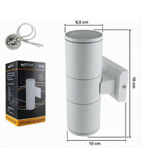 Applique Doppia Emissione A Parete Giardino Esterno Ip55 Portalampada Gu10 Es01         