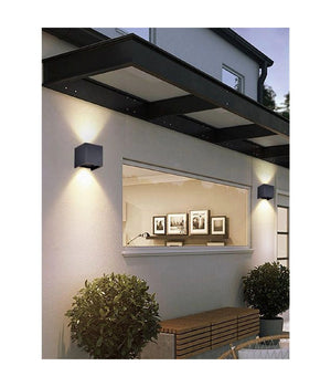 Applique Doppia Emissione Led Cob 12 W Esterno Luce 4000k 3000k 6500k Es46 Nero  -bianco Naturale      -