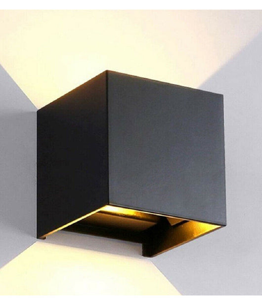 Applique Doppia Emissione Led Cob 12 W Esterno Luce 4000k 3000k 6500k Es46 Nero         