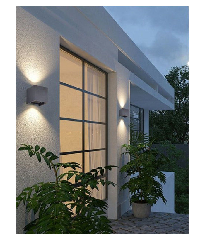 Applique Doppia Emissione Led Cob 12 W Esterno Luce 4000k 3000k 6500k Es46 Nero         