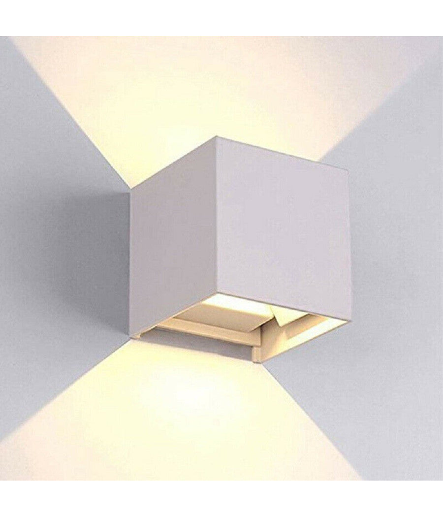 Applique Doppia Emissione Led Cob 12w Esterno Bianco Luce 4000k 3000k 6500k Es46         