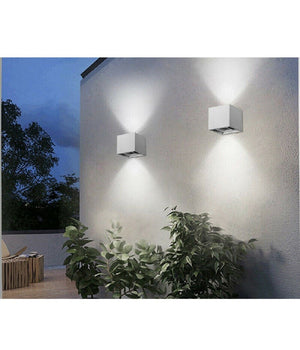 Applique Doppia Emissione Led Cob 12w Esterno Luce 4000k 3000k 6500k Grigio Es46         