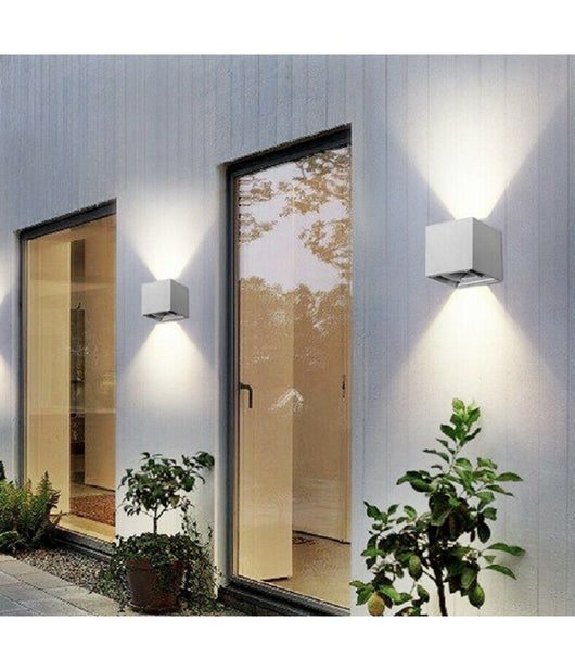 Applique Doppia Emissione Led Cob 12w Esterno Luce 4000k 3000k 6500k Grigio Es46         