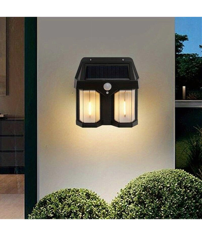 Applique Doppia Lanterna Solare Led Tungsteno Sensore Movimento Ip65 Da Esterno         