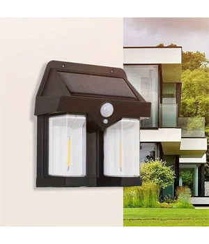 Applique Doppia Lanterna Solare Led Tungsteno Sensore Movimento Ip65 Da Esterno         