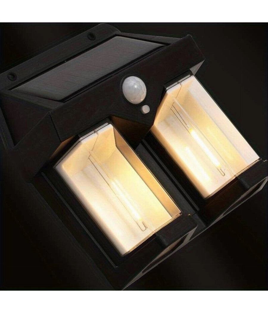 Applique Doppia Lanterna Solare Led Tungsteno Sensore Movimento Ip65 Da Esterno         