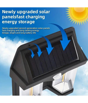 Applique Doppia Lanterna Solare Led Tungsteno Sensore Movimento Ip65 Da Esterno         