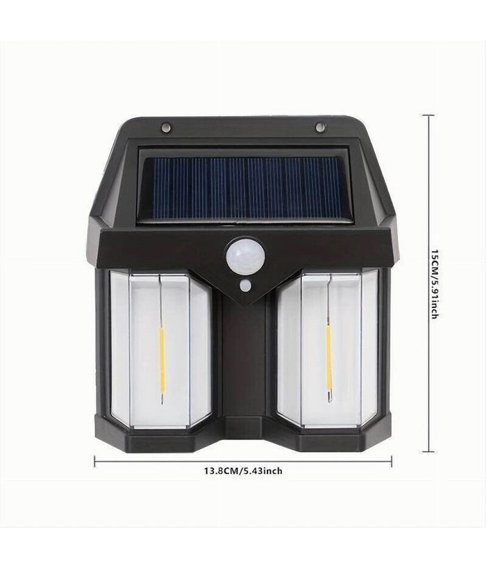 Applique Doppia Lanterna Solare Led Tungsteno Sensore Movimento Ip65 Da Esterno         