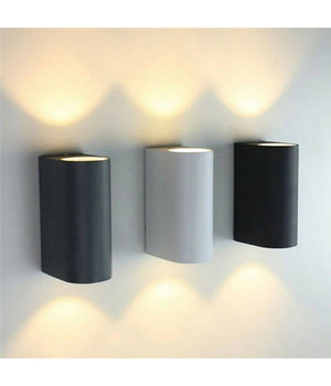 Applique Doppia Luce Led 10w Nero Bianco Lampada Parete Up Down Faretto Esterno         