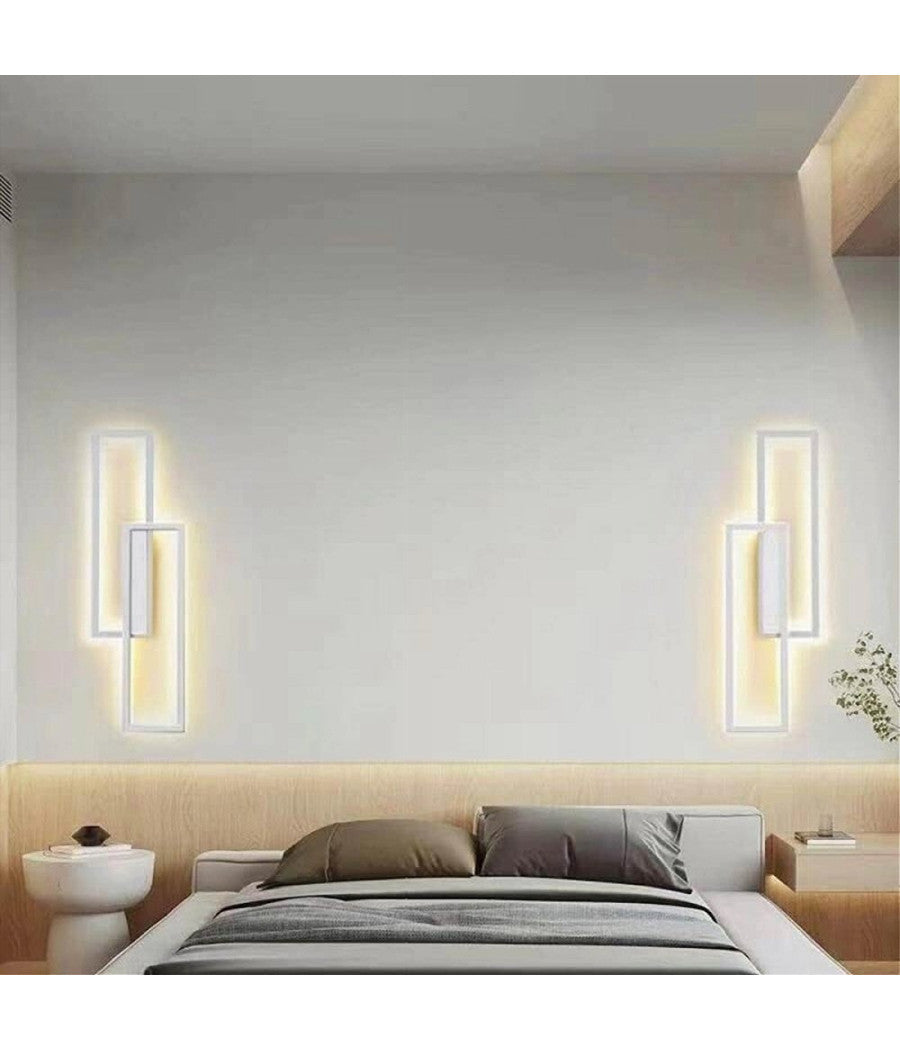 Applique Doppio Rettangolo 32 W Da Parete Abat Jour 3 Temperature Luce Aq25-b3c         