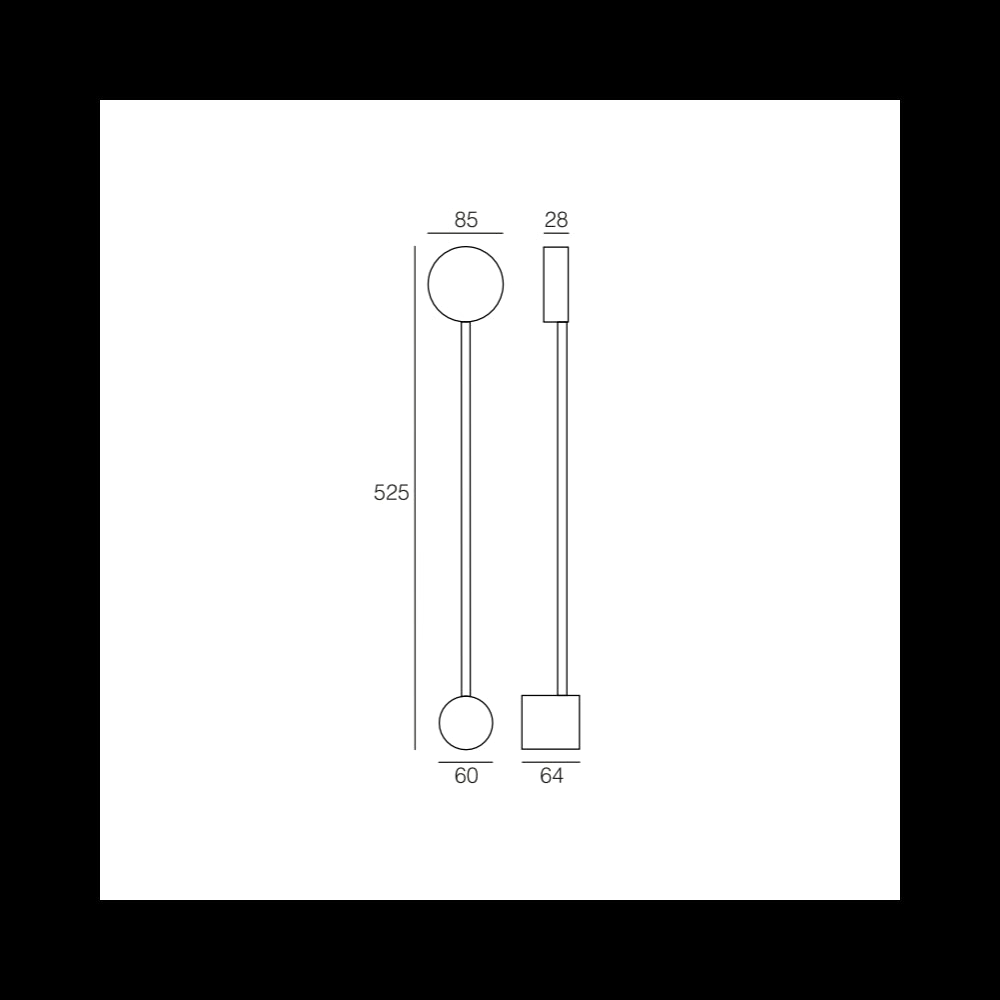 Lampada da parete Eclipsia nera - 525x85x64mm GX53 - Applique da muro in metallo elegante
