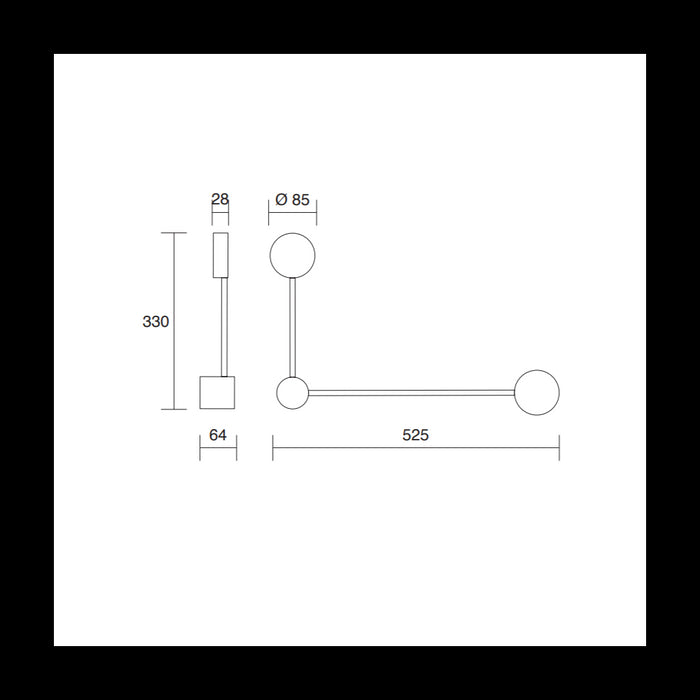 Lampada da parete Eclipsia nera - 325x520x64mm 2xGX53 - Applique in metallo due bracci - Braccio lungo a destra