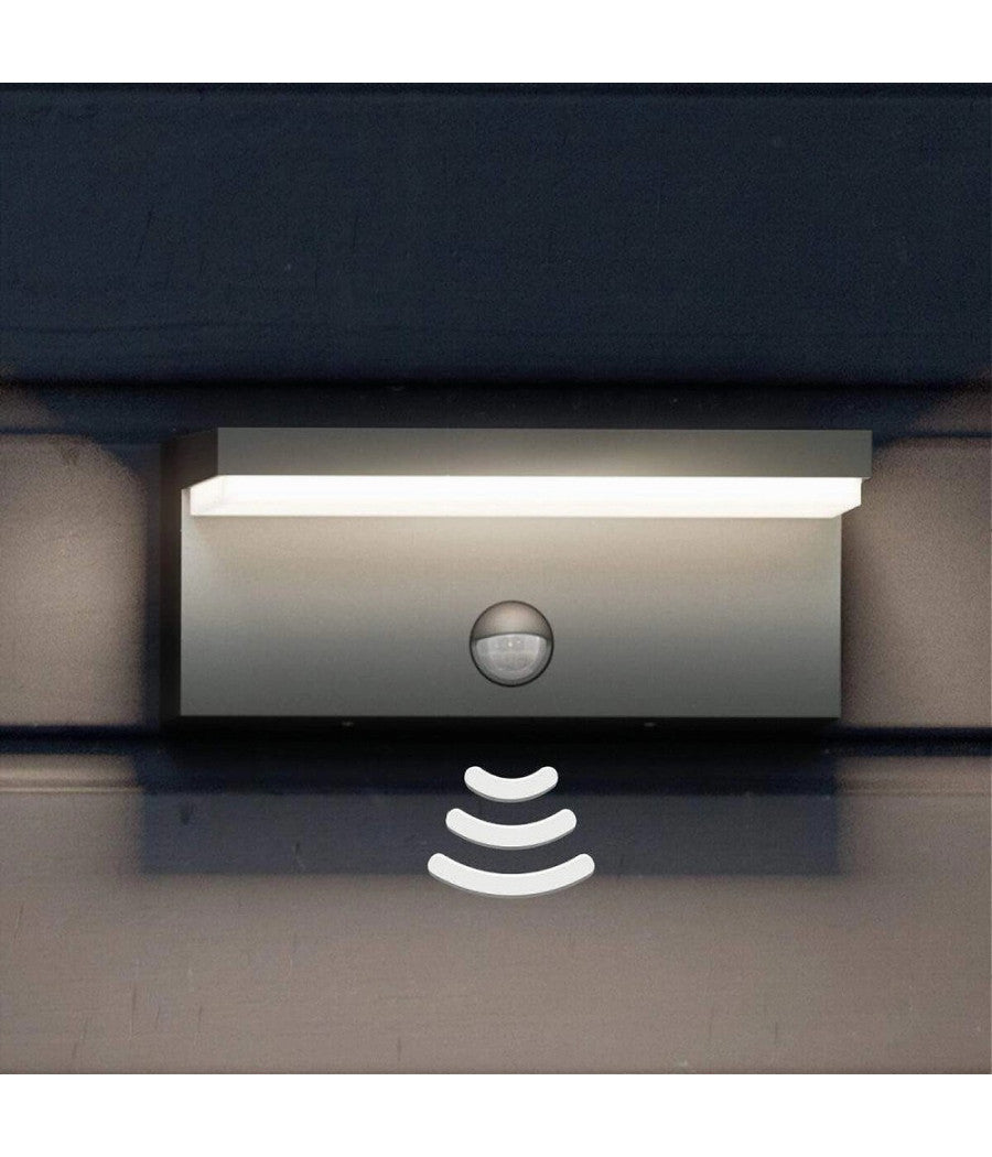 Applique Esterno 10w Con Sensore Pir Di Movimento Da Parete Giardino Ip54 Bs82-n  -bianco Caldo      -