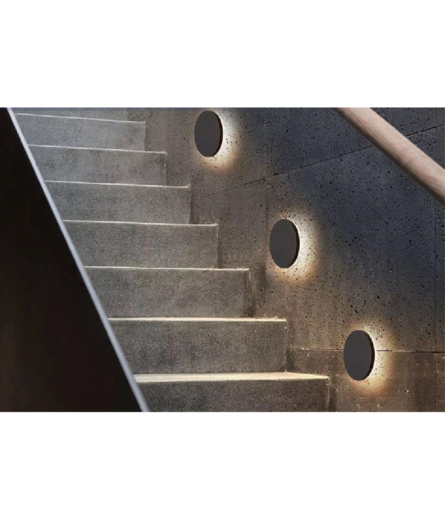 Trade Shop - Applique Esterno 12w Nera Tonda Slim Ip65 Alluminio Luce Naturale 4000k Xc-9286 -