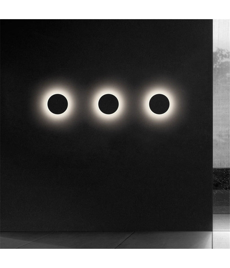 Trade Shop - Applique Esterno 12w Nera Tonda Slim Ip65 Alluminio Luce Naturale 4000k Xc-9286 -