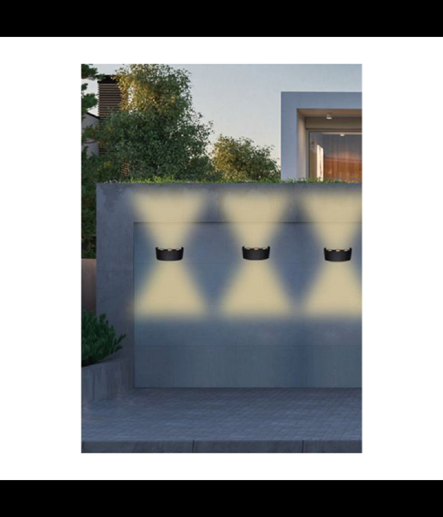 Applique Esterno Led 16 W Crown Ip65 Up & Down Nero Luce Calda Fredda Natural         
