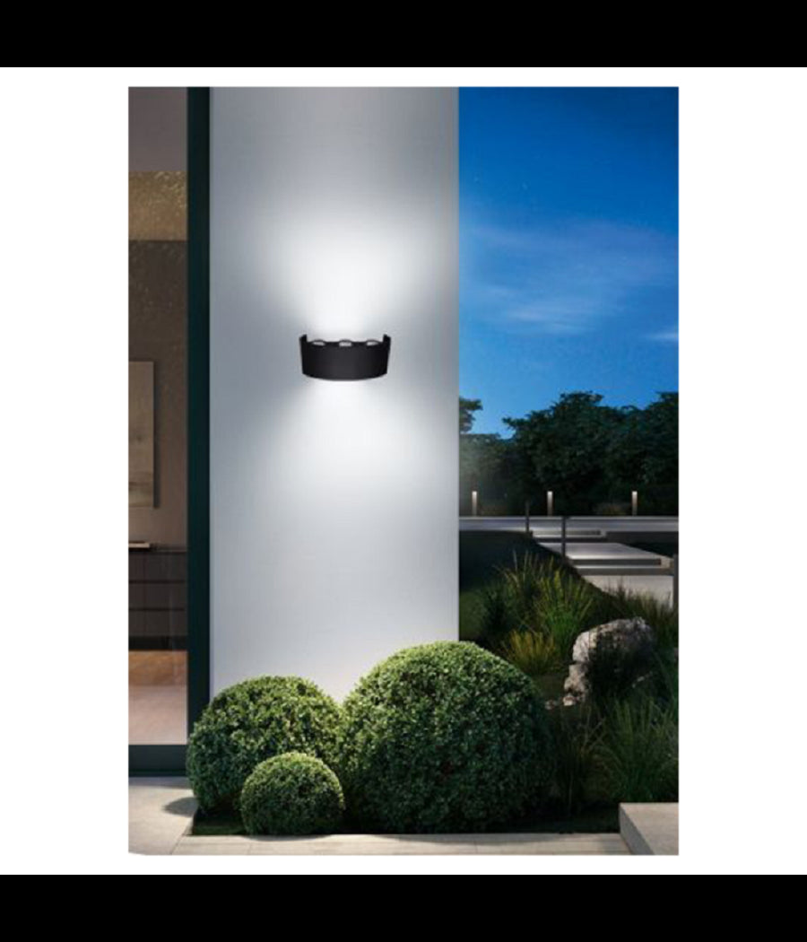 Applique Esterno Led 16 W Crown Ip65 Up & Down Nero Luce Calda Fredda Natural         
