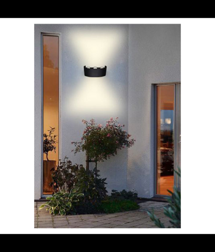 Applique Esterno Led 16 W Crown Ip65 Up & Down Nero Luce Calda Fredda Natural  -bianco Naturale      -